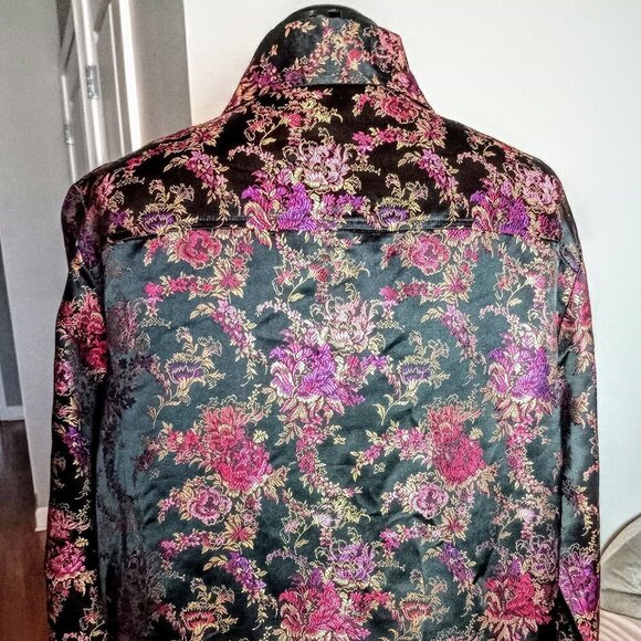 AKS Magenta Pink Black Chinese Brocade Jacket - Picture 3 of 7